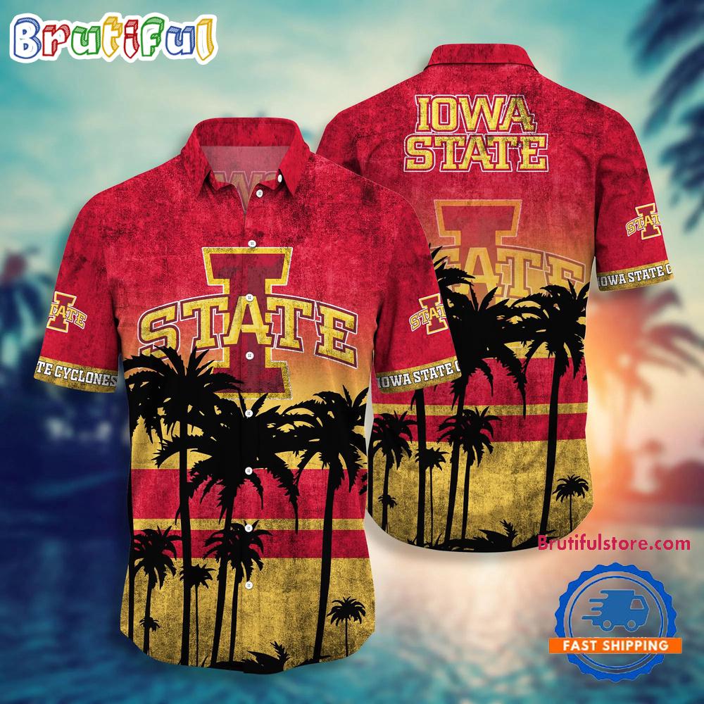 Sportswearmerch Iowa State Cyclones NCAA Palm Tree Summer Beach Personalized Hawaiian Shirt For Fan