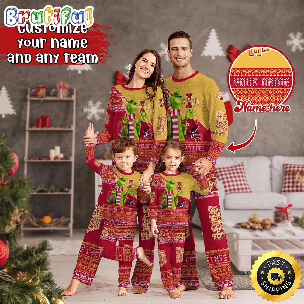 Sportswearmerch Iowa State Cyclones NCAA Personalized Pajamas Family For Fan