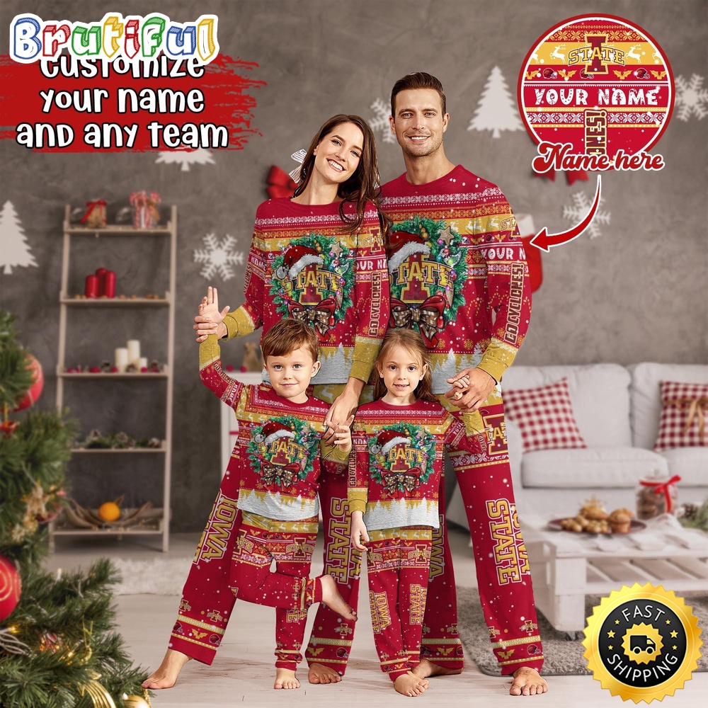 Sportswearmerch Iowa State Cyclones NCAA Personalized Pajamas Family For Fan