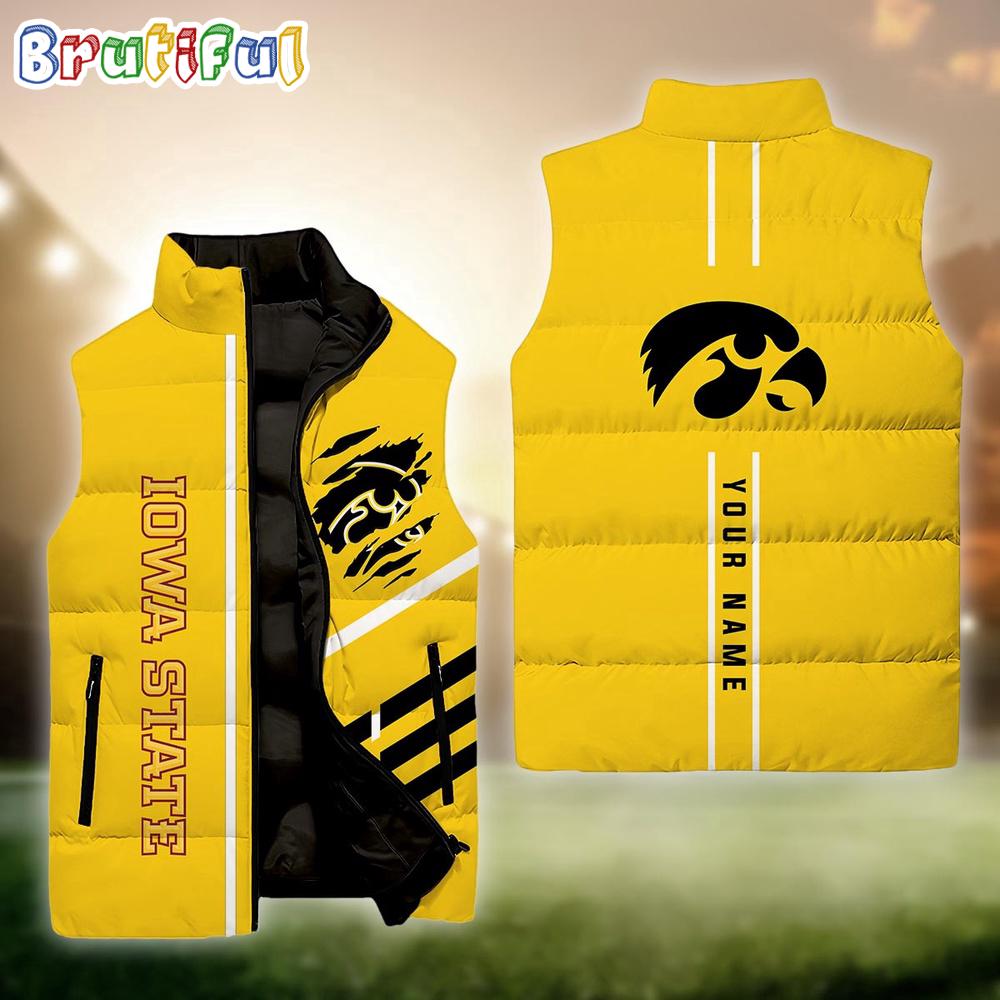 Sportswearmerch Iowa State Cyclones NCAA Personalized Sleeveless Down Puffer Jacket For Fan