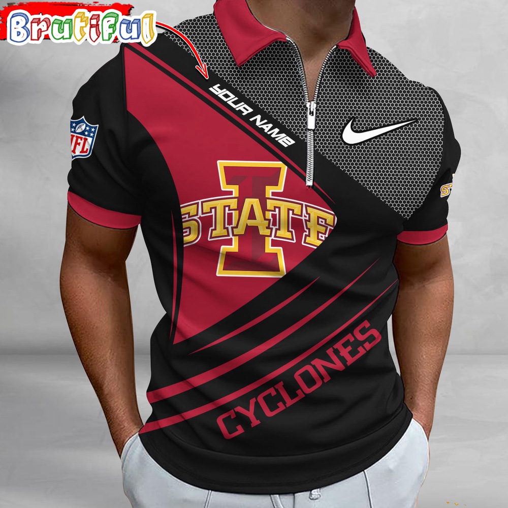 Sportswearmerch Iowa State Cyclones NCAA Personalized Zip Polo Shirt For Fan
