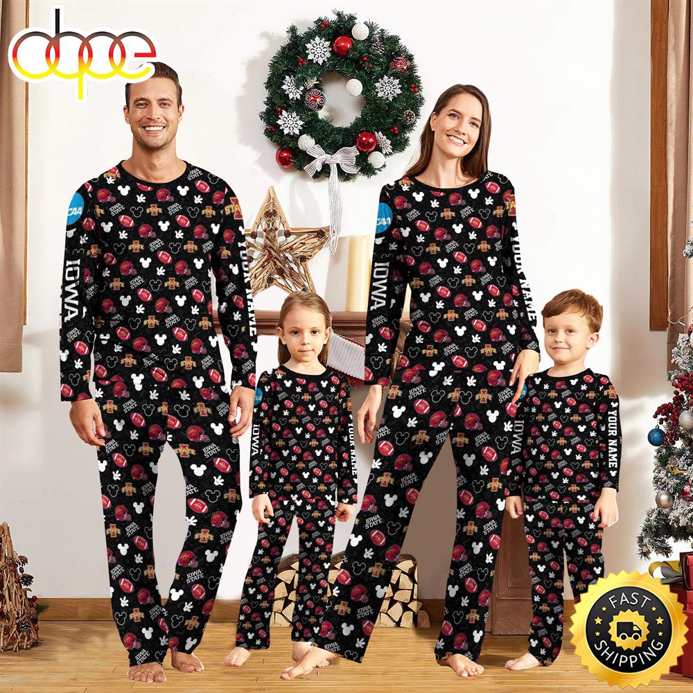 Sportswearmerch Iowa State Cyclones NCAA x Mickey Mouse Personalized Pajamas Family For Fan