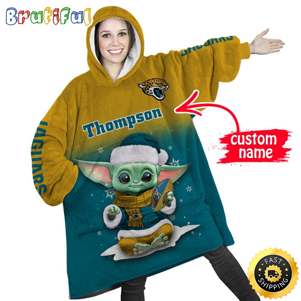 Sportswearmerch Jacksonville Jaguars NFL Baby Yoda Lover Personalized Blaket Hoodie For Fan