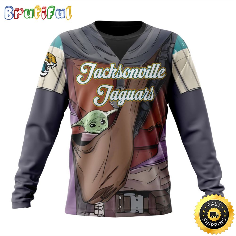 Sportswearmerch Jacksonville Jaguars NFL Crewneck Mandalorian And Baby Yoda Personalized Sweater For Fan