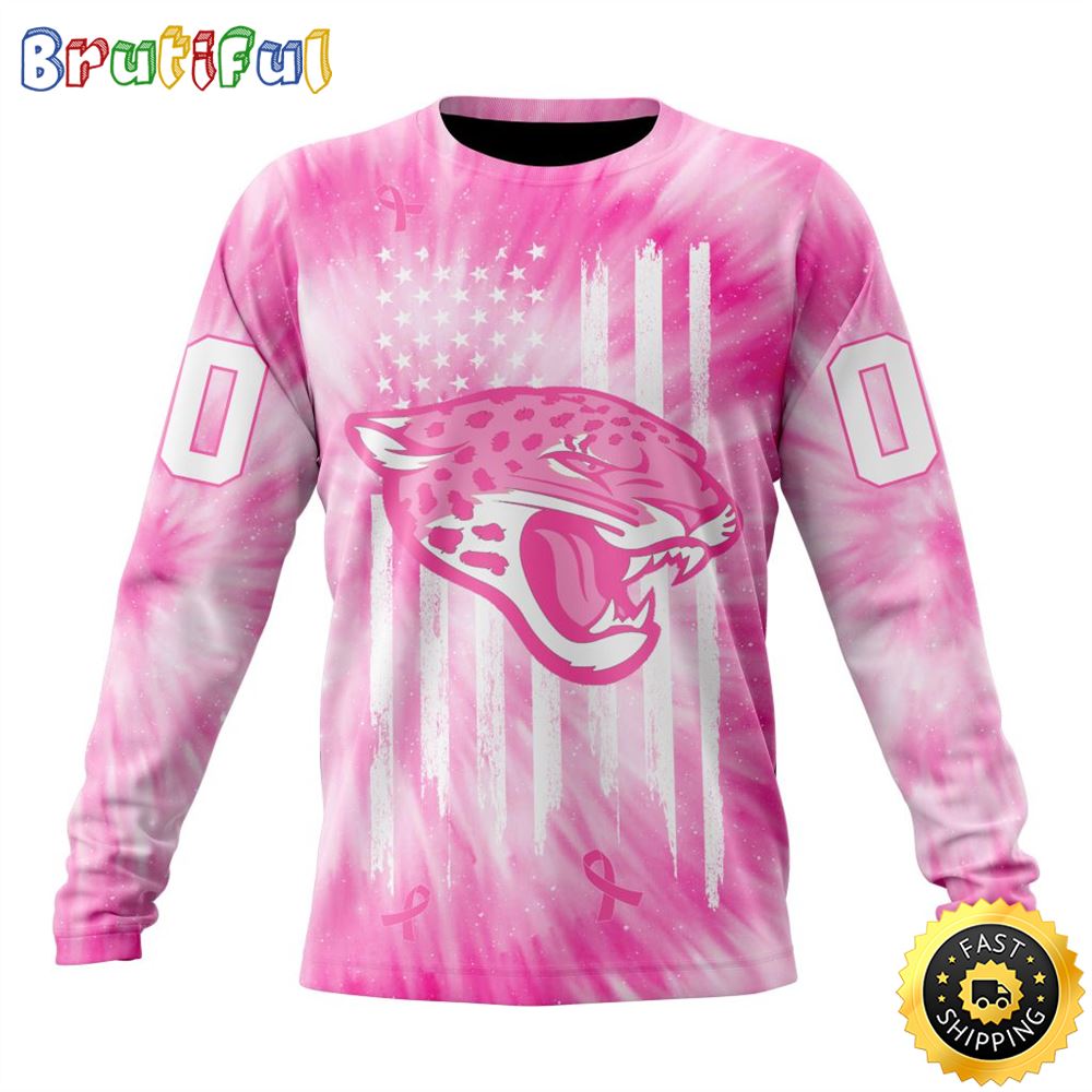 Sportswearmerch Jacksonville Jaguars NFL Crewneck Pink Tie-Dye Personalized Sweater For Fan