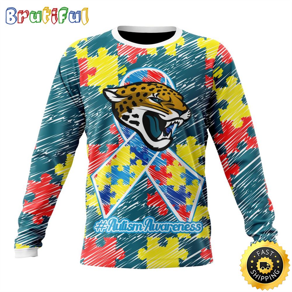 Sportswearmerch Jacksonville Jaguars NFL Crewneck Puzzle Autism Awareness Personalized Sweater For Fan