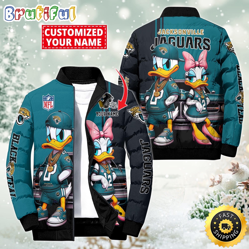 Sportswearmerch Jacksonville Jaguars NFL Donald Duck Puffer Jacket For Fan