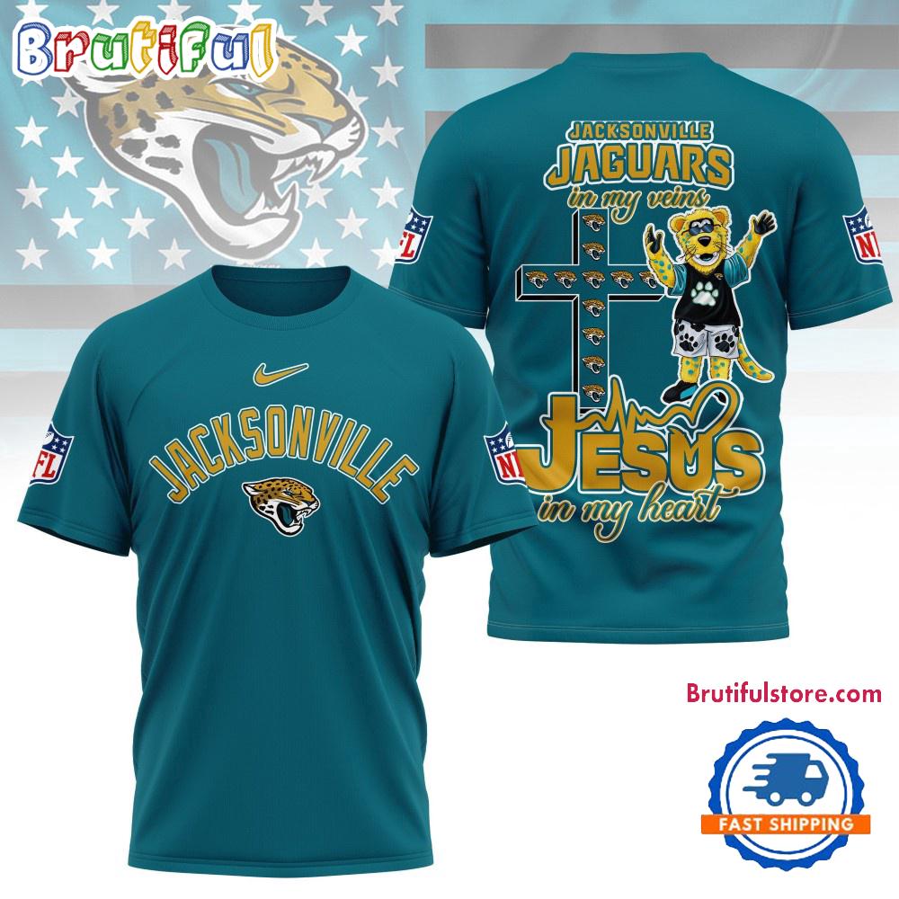 Sportswearmerch Jacksonville Jaguars NFL In My Veins In My Heart T-Shirt For Fan