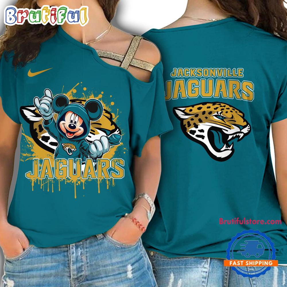 Sportswearmerch Jacksonville Jaguars NFL Mickey Mouse Strapless Sleeve Short For Fan