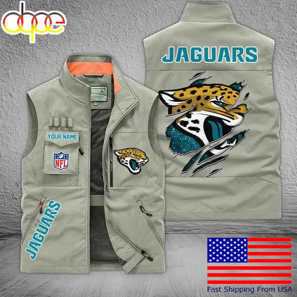 Sportswearmerch Jacksonville Jaguars NFL On Back Personalized Pocket Vest For Fan
