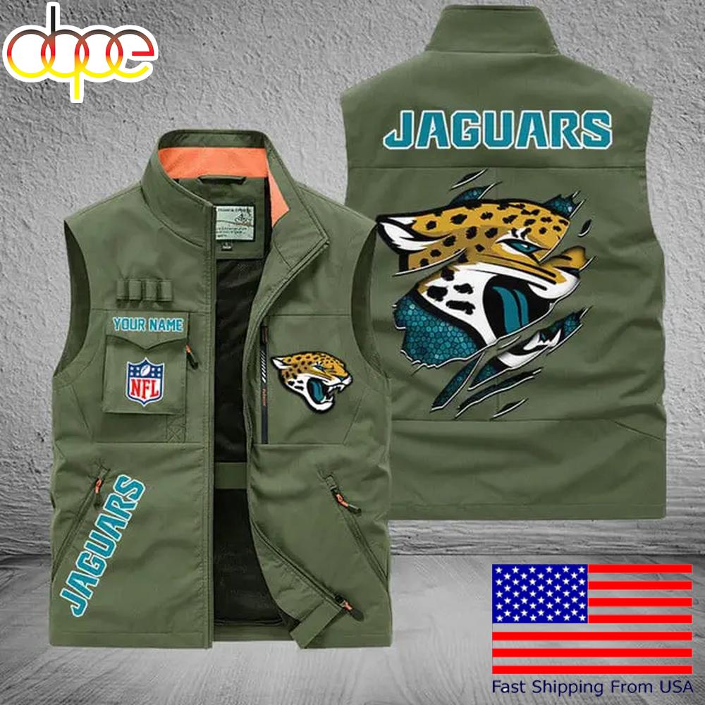 Sportswearmerch Jacksonville Jaguars NFL On Back Personalized Pocket Vest For Fan