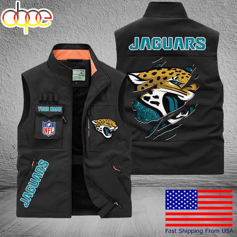Sportswearmerch Jacksonville Jaguars NFL On Back Personalized Pocket Vest For Fan