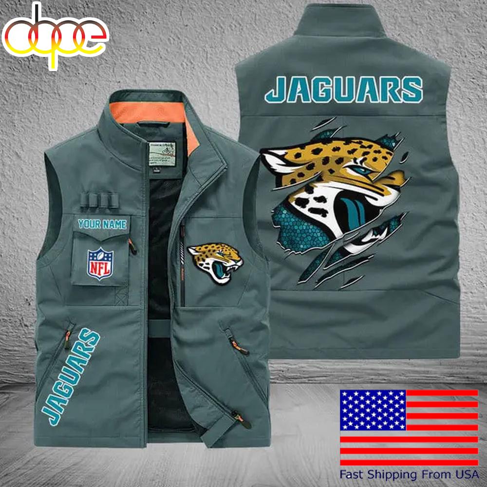 Sportswearmerch Jacksonville Jaguars NFL On Back Personalized Pocket Vest For Fan