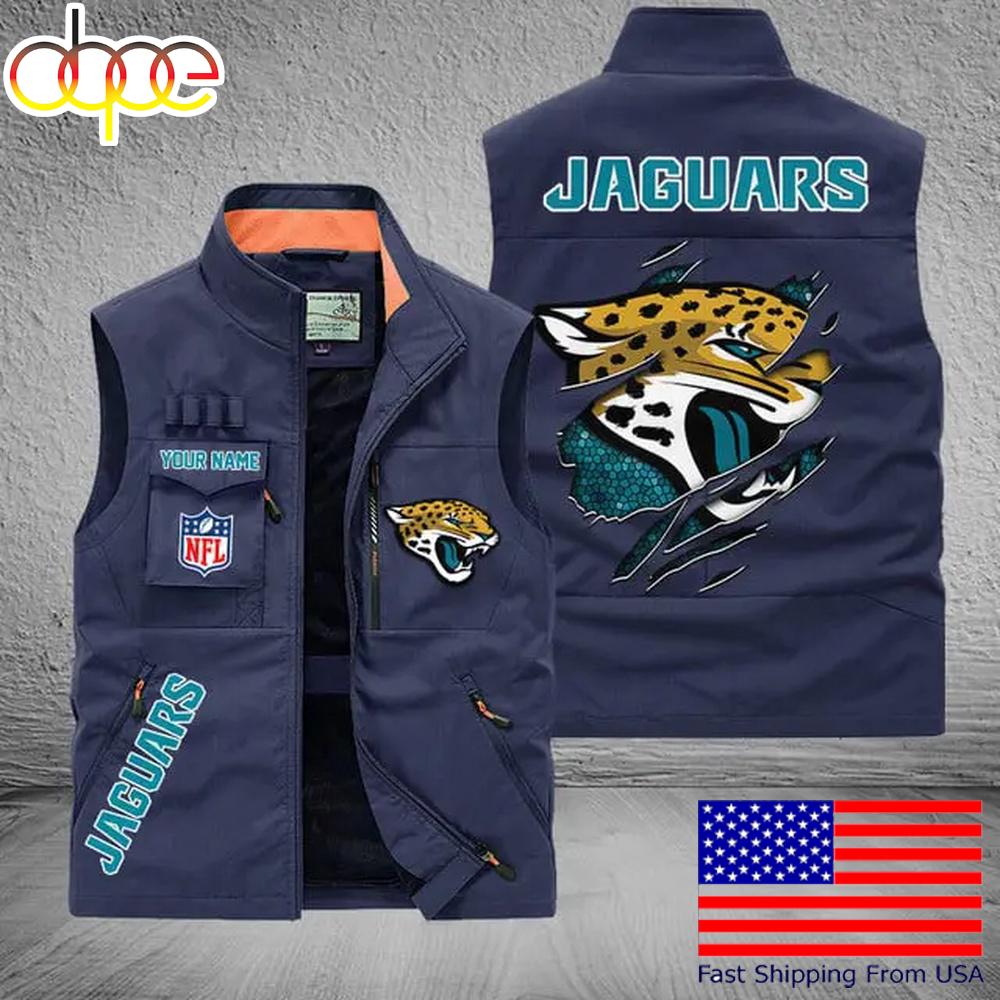 Sportswearmerch Jacksonville Jaguars NFL On Back Personalized Pocket Vest For Fan
