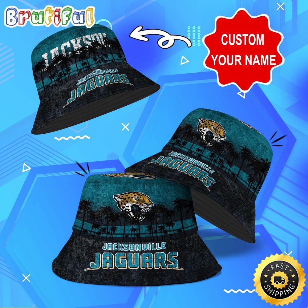 Sportswearmerch Jacksonville Jaguars NFL Palm Tree Personalized Bucket Hat For Fan