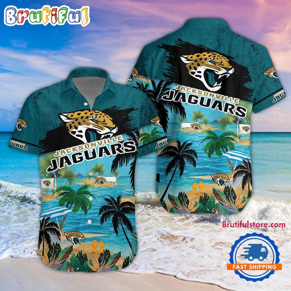 Sportswearmerch Jacksonville Jaguars NFL Palm Tree Summer Beach Personalized Hawaiian Shirt For Fan