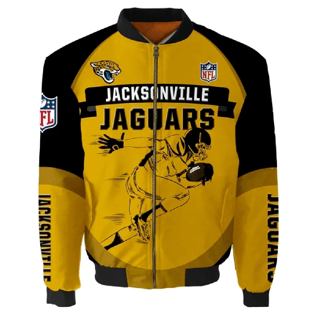 Sportswearmerch Jacksonville Jaguars NFL Pattern Bomber Jacket For Fan