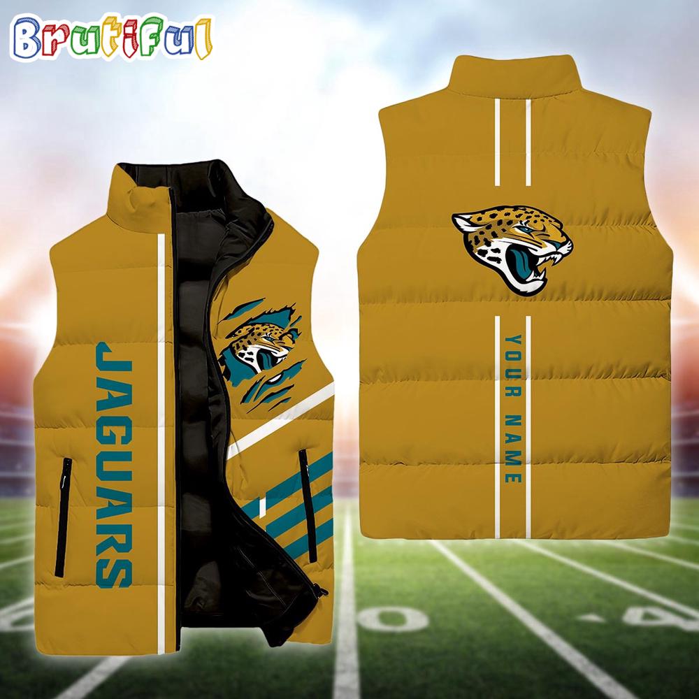 Sportswearmerch Jacksonville Jaguars NFL Personalized Sleeveless Down Puffer Jacket For Fan