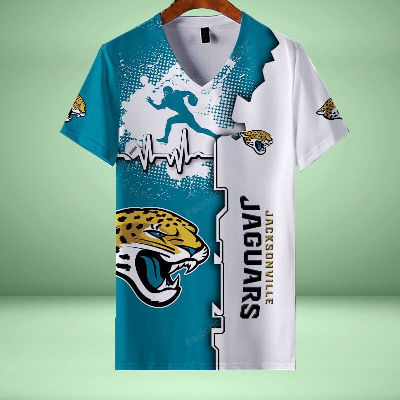 Sportswearmerch Jacksonville Jaguars NFL Personalized V-neck Women T-shirt For Fan