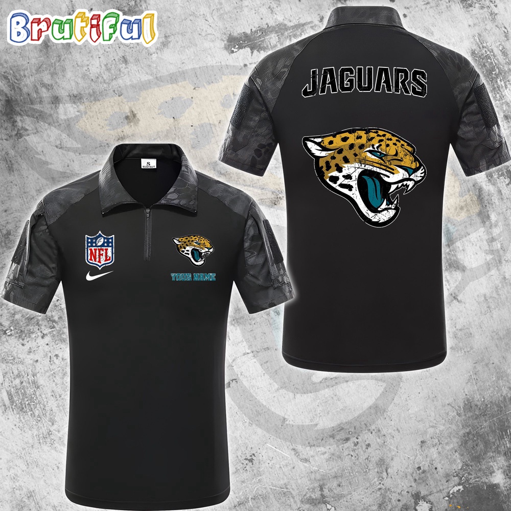 Sportswearmerch Jacksonville Jaguars NFL Personalized Zip Polo Shirt For Fan