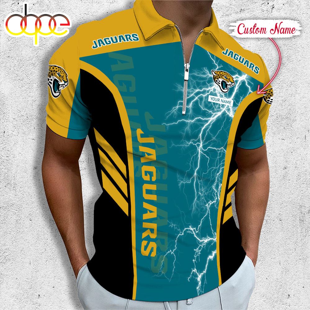 Sportswearmerch Jacksonville Jaguars NFL Personalized Zip Polo Shirt For Fan