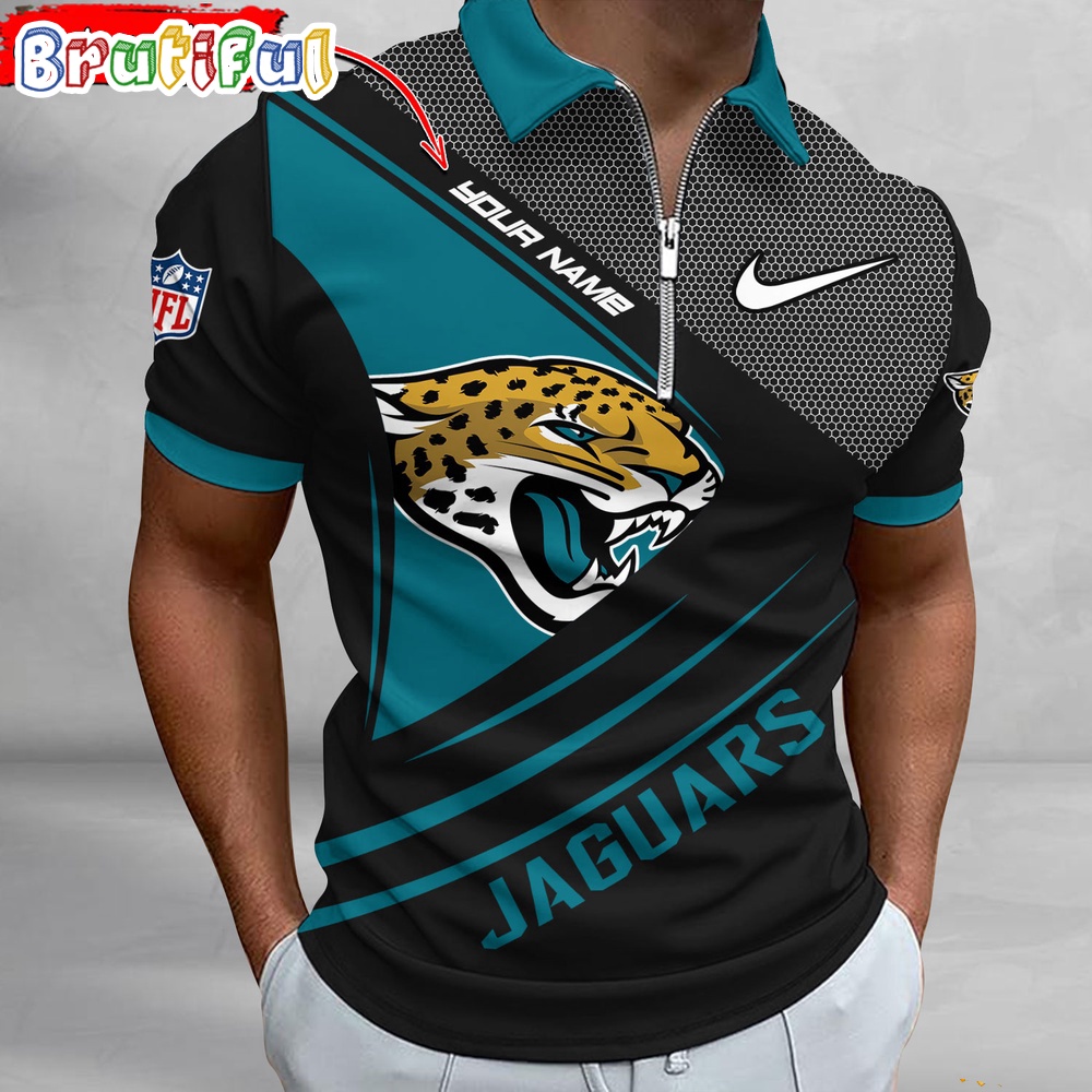 Sportswearmerch Jacksonville Jaguars NFL Personalized Zip Polo Shirt For Fan