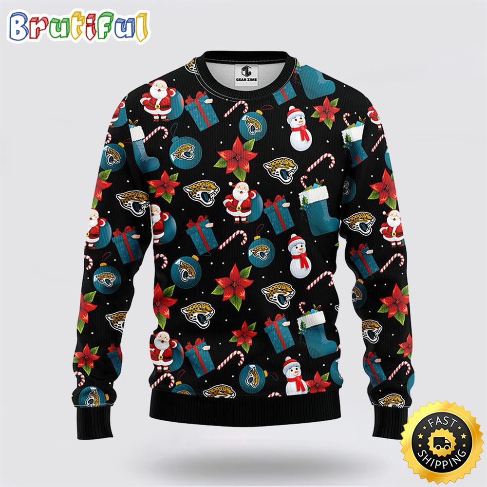 Sportswearmerch Jacksonville Jaguars NFL Santa Claus Snowman Ugly Christmas Sweater For Fan