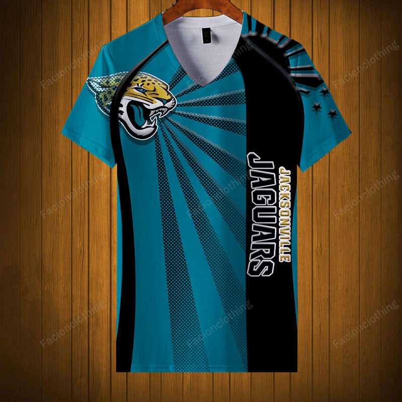 Sportswearmerch Jacksonville Jaguars NFL V-neck Women T-shirt Personalized For Fan
