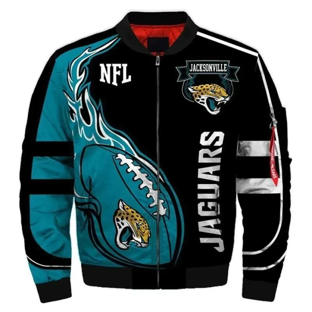 Sportswearmerch Jacksonville Jaguars NFL Wings Skull Pattern Bomber Jacket For Fan