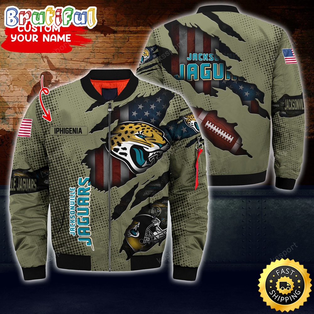 Sportswearmerch Jacksonville Jaguars NFL x Iconic Bomber Look Personalized Bomber Jacket For Fan