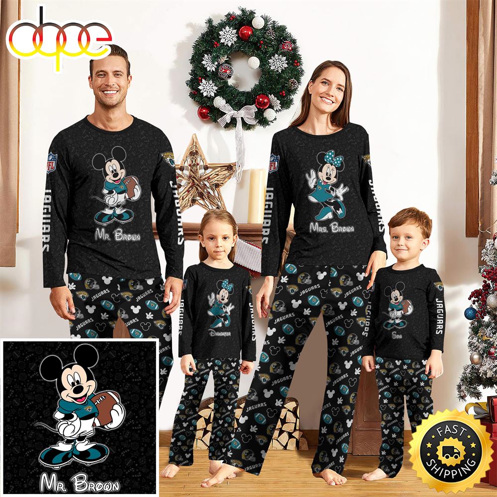 Sportswearmerch Jacksonville Jaguars NFL x Mickey Mouse Personalized Pajamas Family For Fan