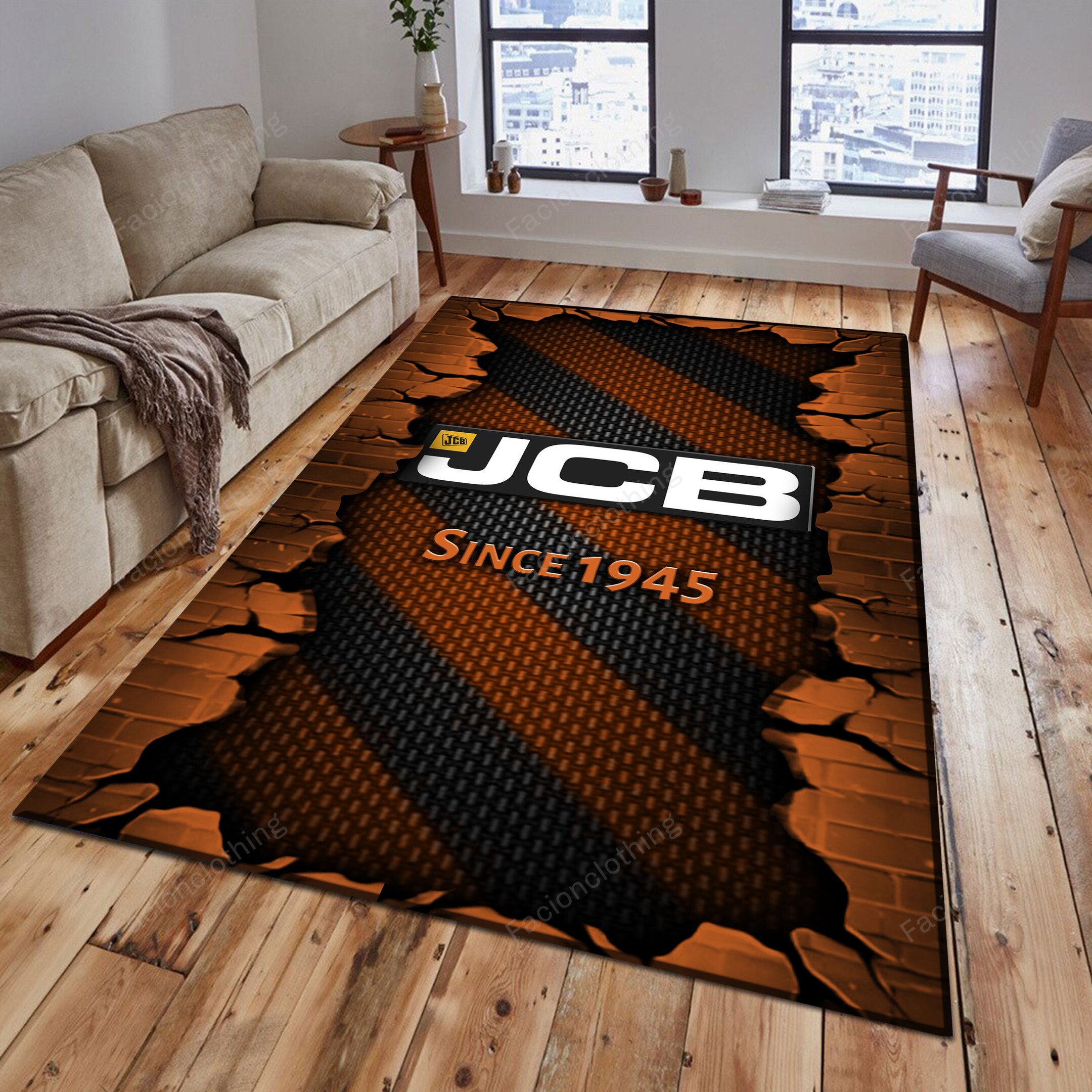 Sportswearmerch JCB Tractor Personalized Rug For Fan