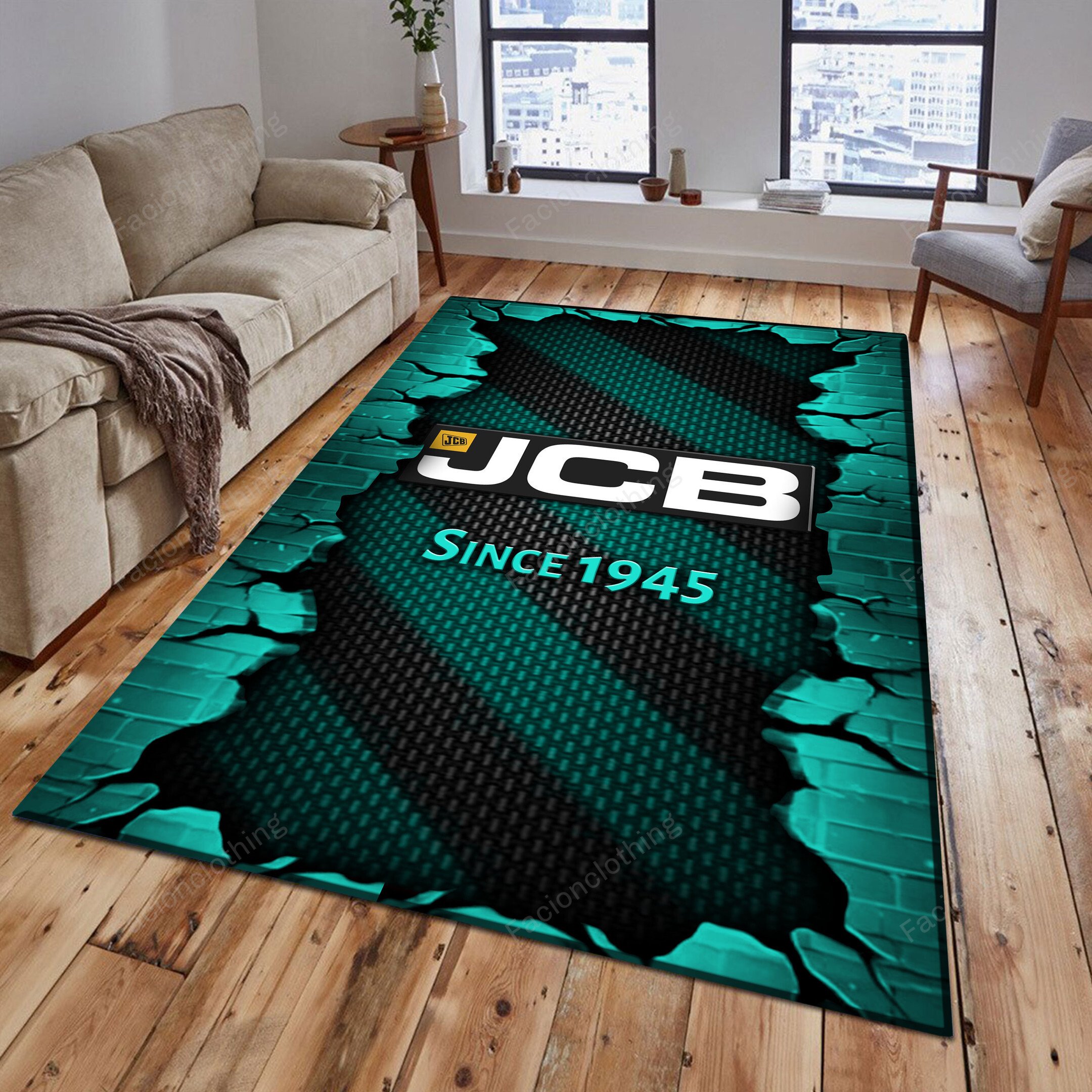 Sportswearmerch JCB Tractor Personalized Rug For Fan