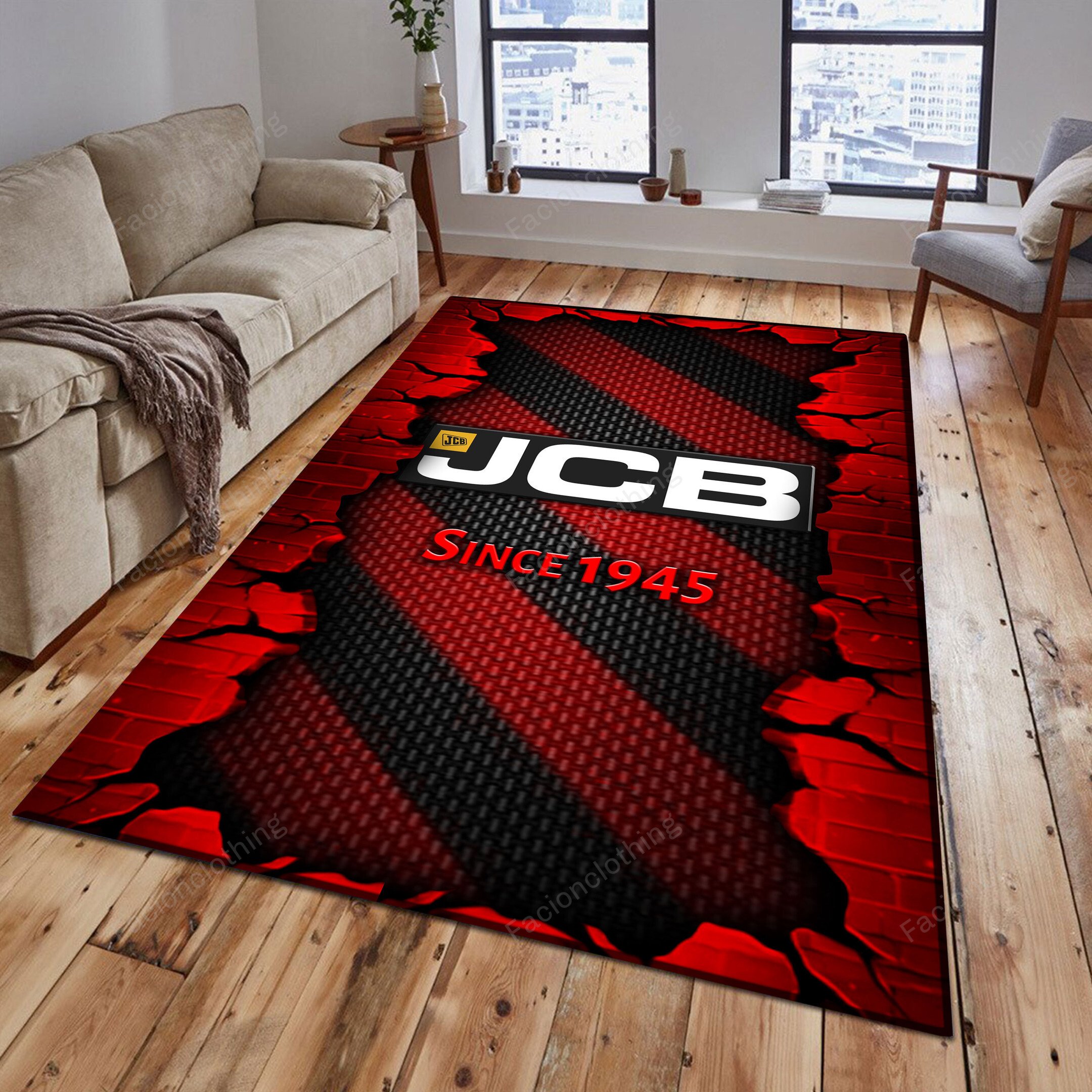 Sportswearmerch JCB Tractor Personalized Rug For Fan