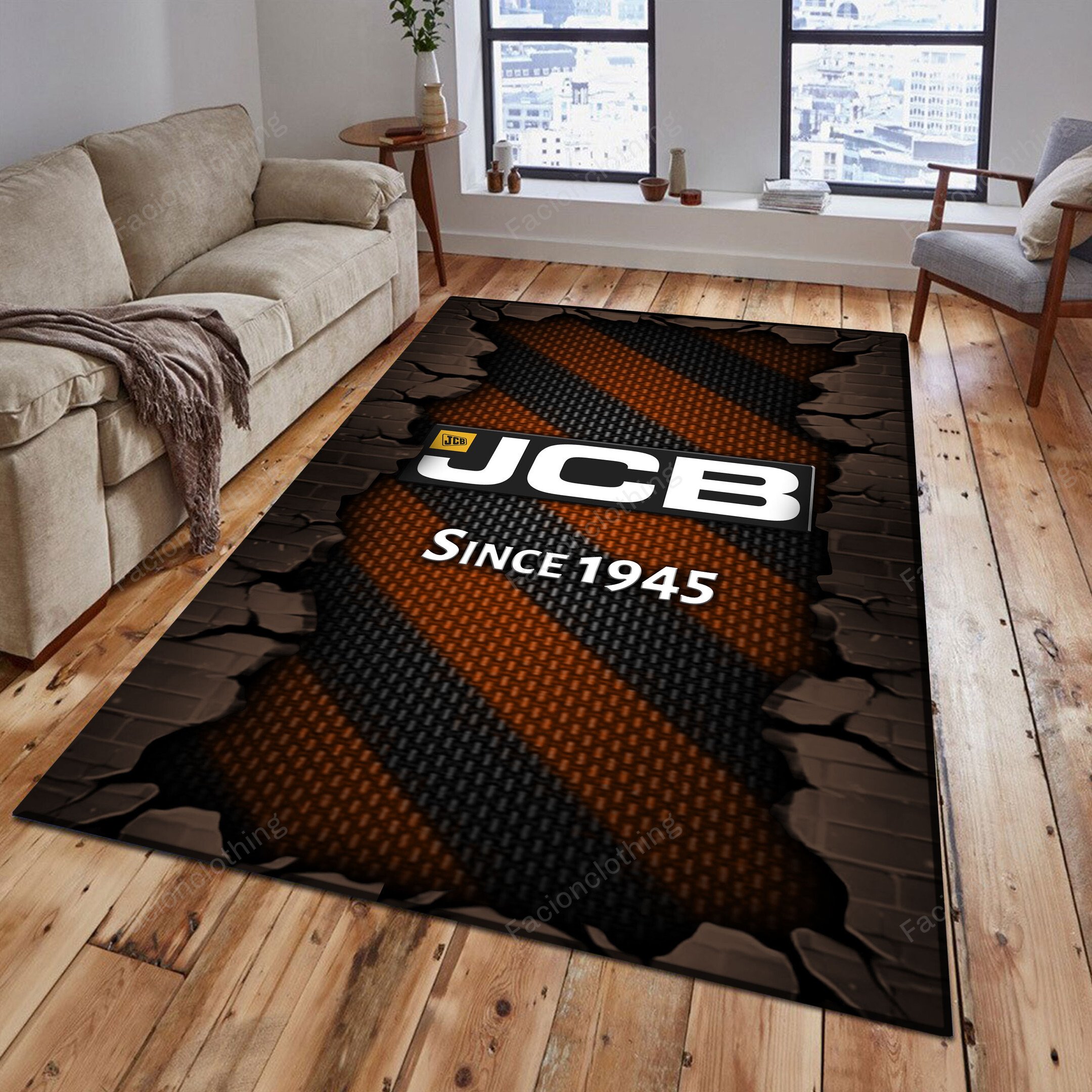 Sportswearmerch JCB Tractor Personalized Rug For Fan