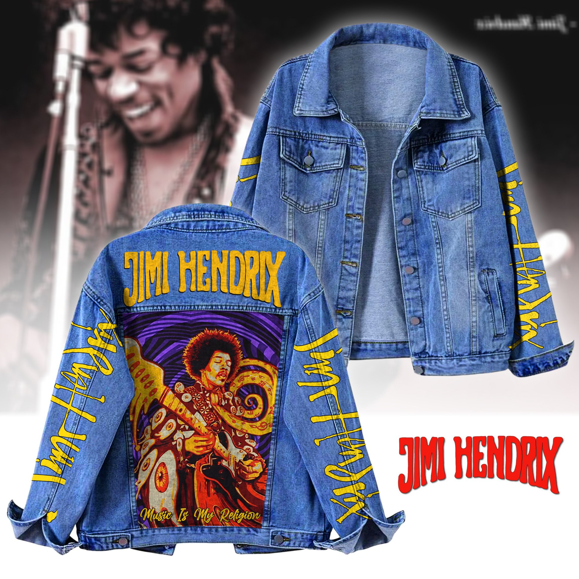 Sportswearmerch Jimi Hendrix Denim Jacket Gift For Fans