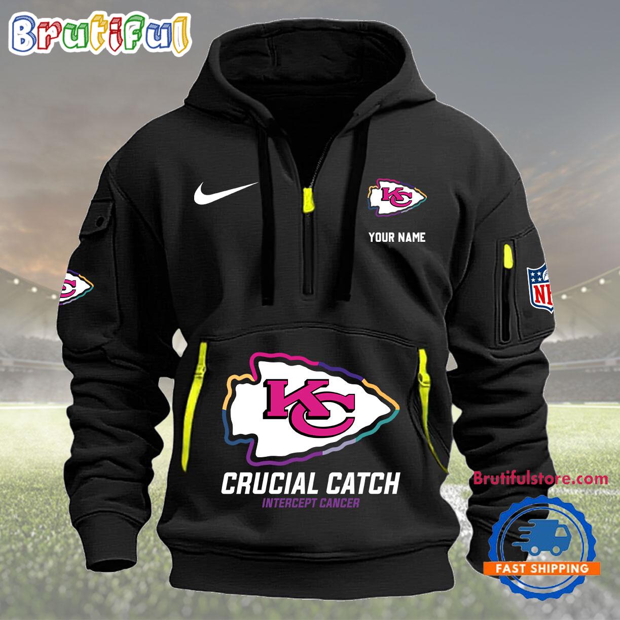 Sportswearmerch Kansas City Chiefs NFL 2024 Crucial Catch Half Zip Hoodie For Fan