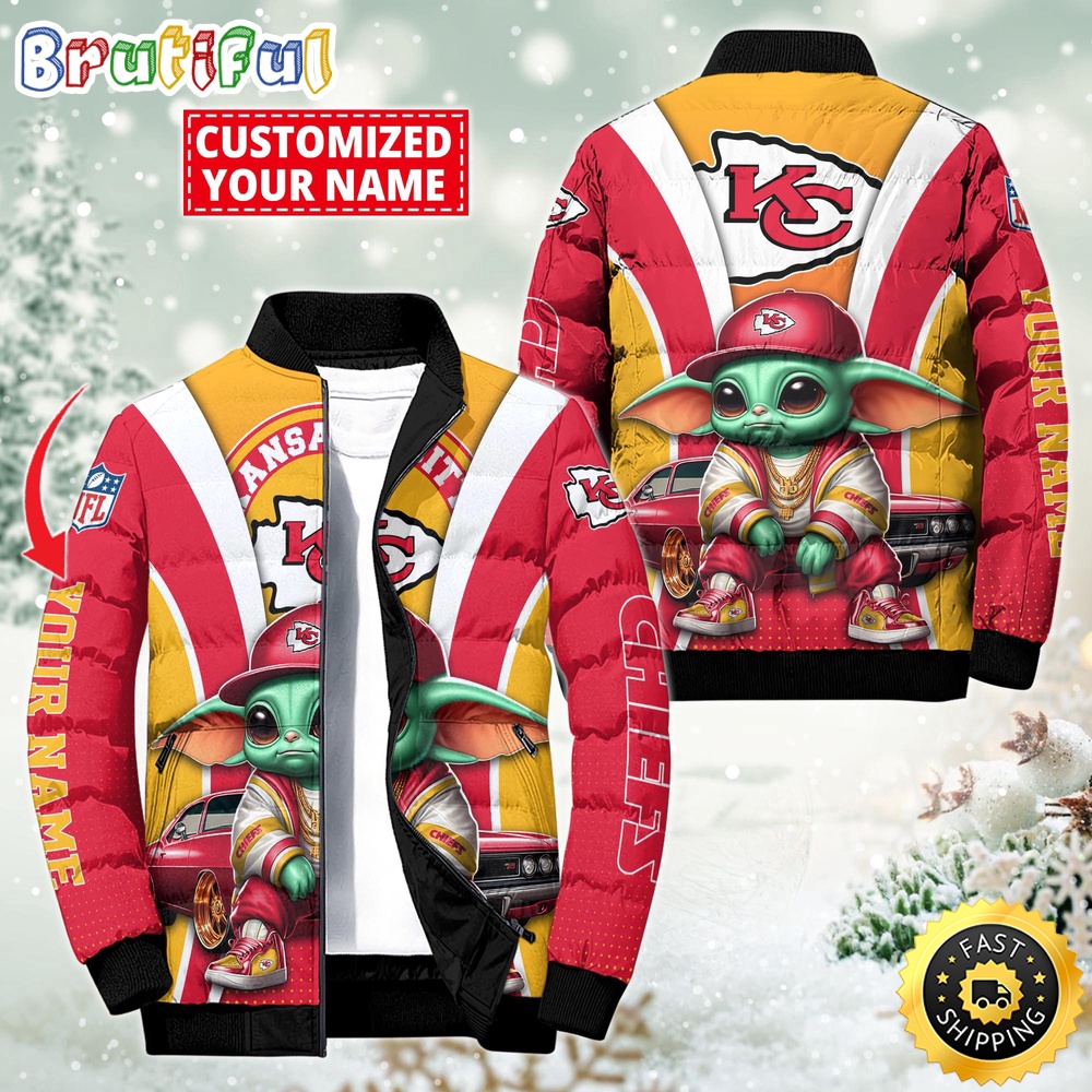 Sportswearmerch Kansas City Chiefs NFL Baby Yoda Puffer Jacket For Fan