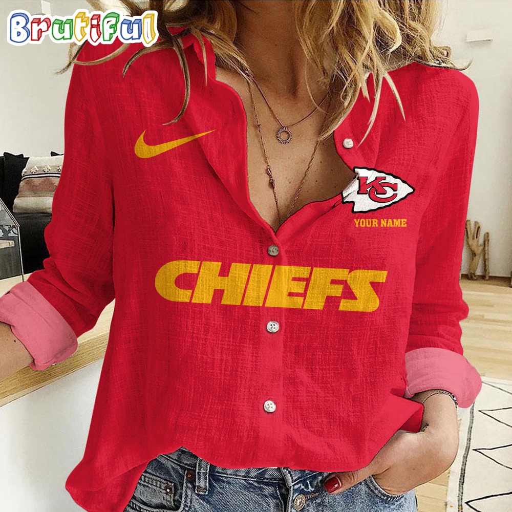 Sportswearmerch Kansas City Chiefs NFL Custom Women's Casual Shirt For Fan