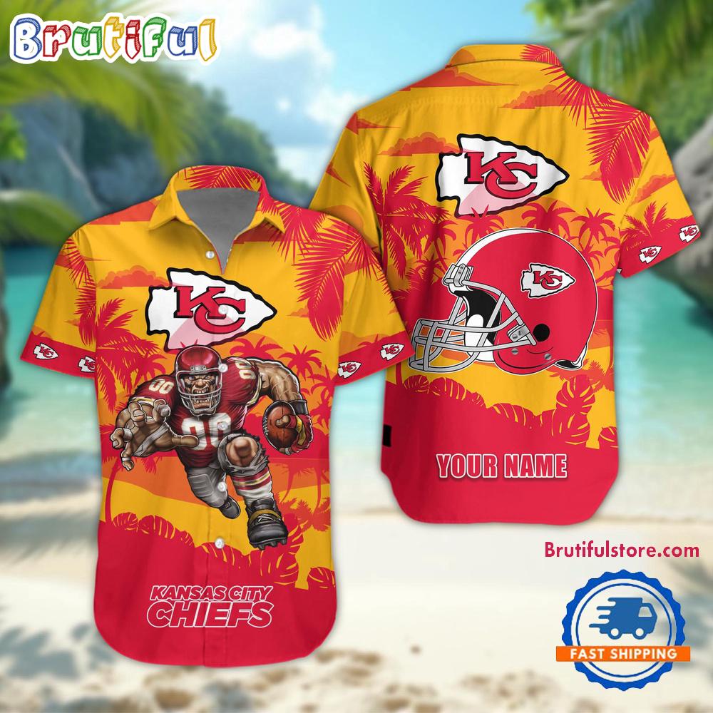 Sportswearmerch Kansas City Chiefs NFL Football Mascot Summer Personalized Hawaiian Shirt For Fan