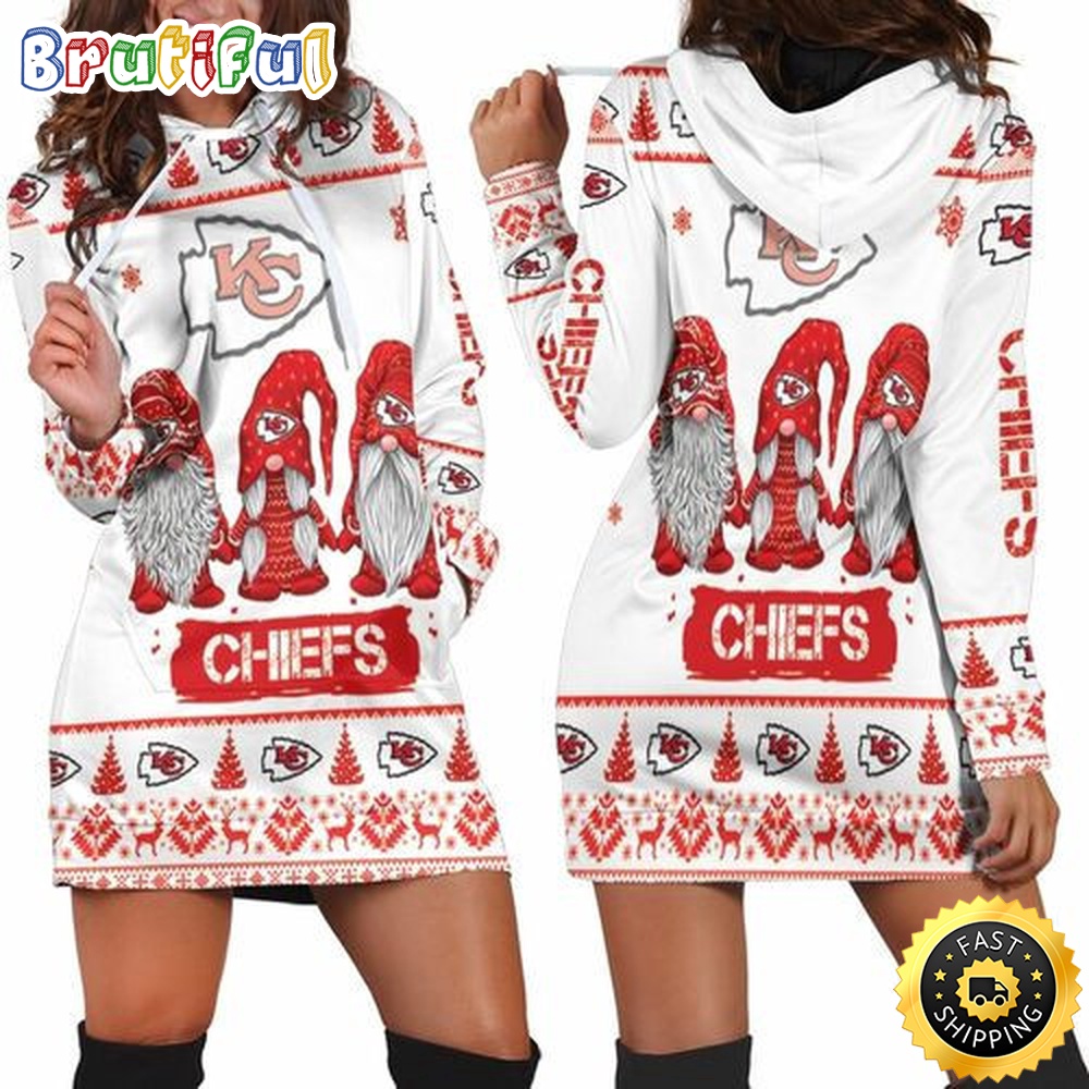 Sportswearmerch Kansas City Chiefs NFL Gnomes Hoodie Dress For Fan