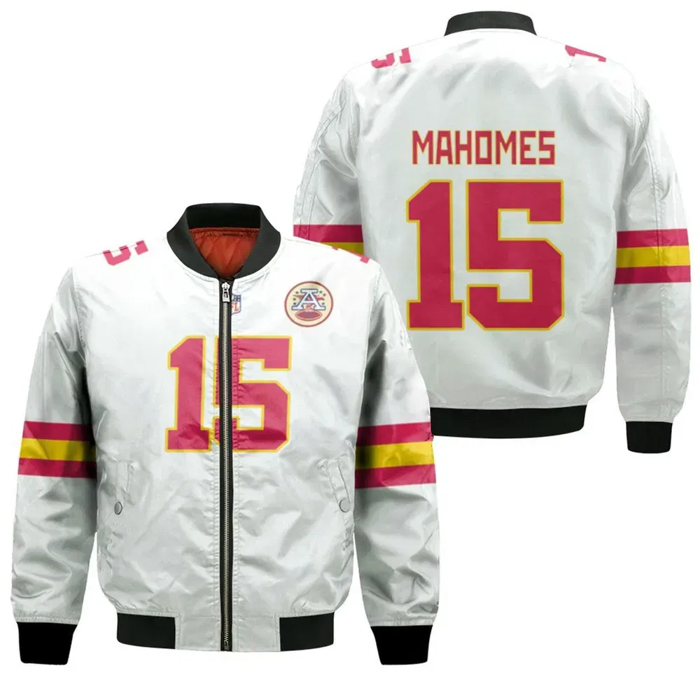 Sportswearmerch Kansas City Chiefs NFL Mahomes Pattern Bomber Jacket For Fan
