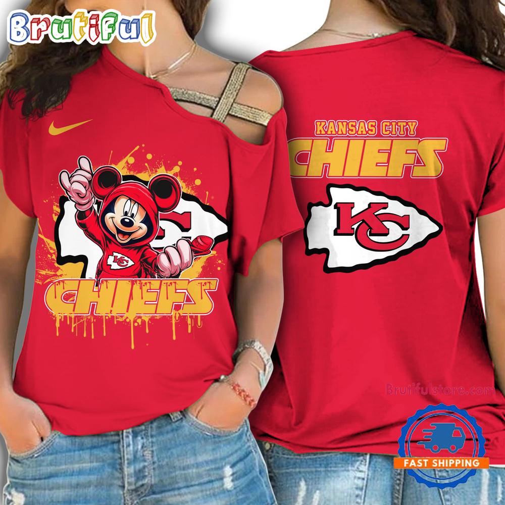 Sportswearmerch Kansas City Chiefs NFL Mickey Mouse Strapless Sleeve Short For Fan