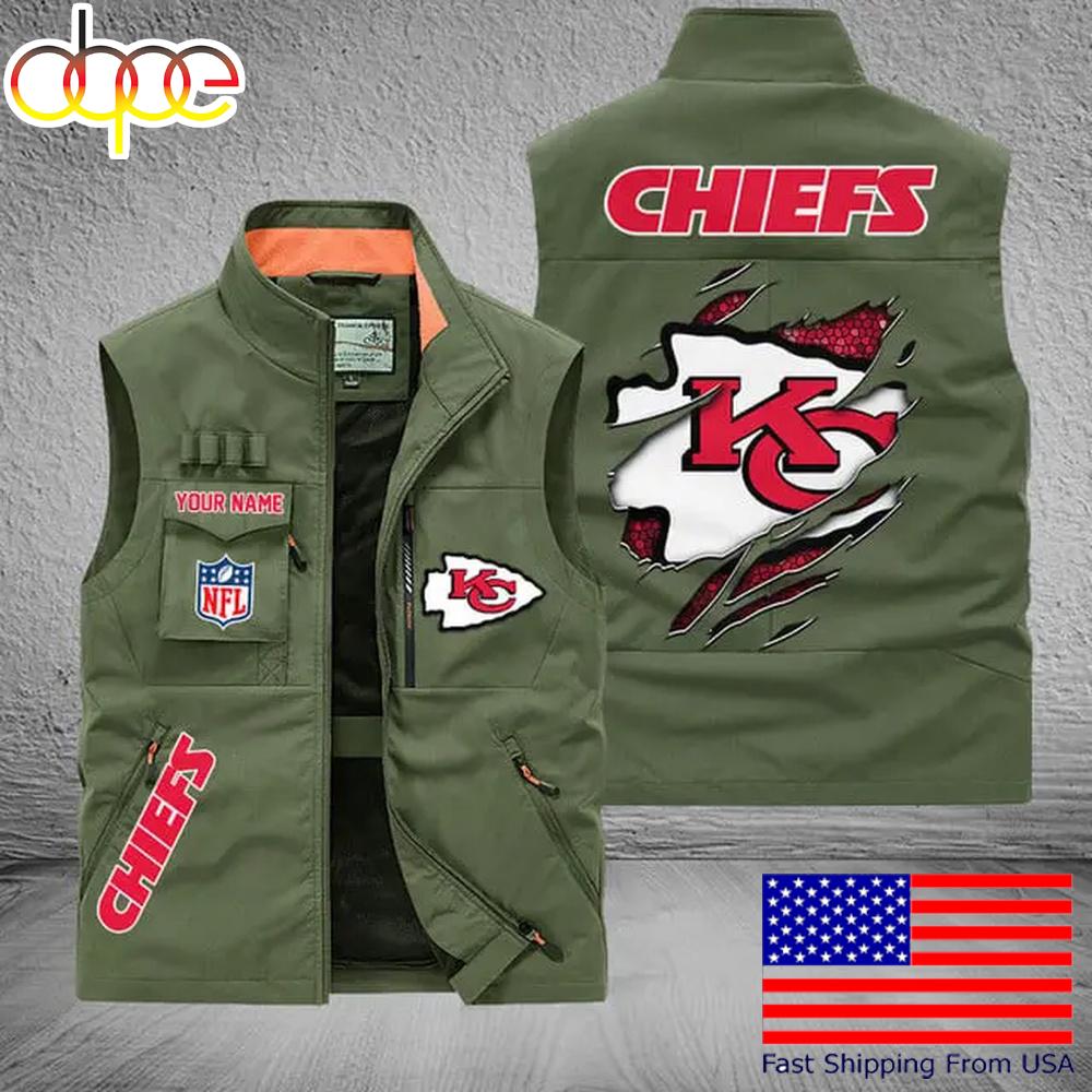 Sportswearmerch Kansas City Chiefs NFL On Back Personalized Pocket Vest For Fan