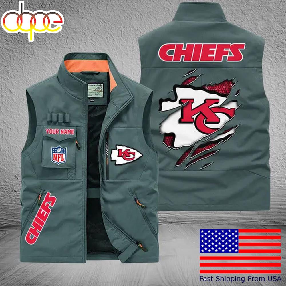 Sportswearmerch Kansas City Chiefs NFL On Back Personalized Pocket Vest For Fan