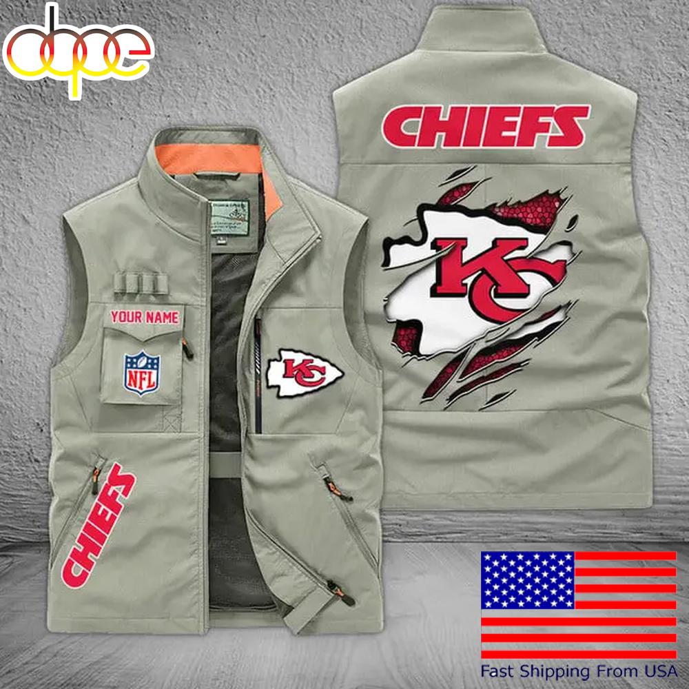 Sportswearmerch Kansas City Chiefs NFL On Back Personalized Pocket Vest For Fan