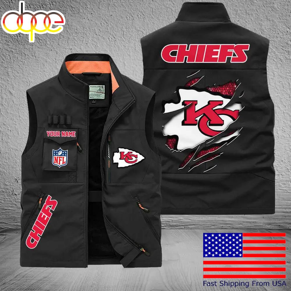 Sportswearmerch Kansas City Chiefs NFL On Back Personalized Pocket Vest For Fan