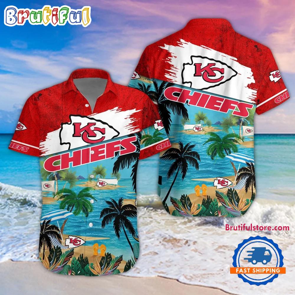 Sportswearmerch Kansas City Chiefs NFL Palm Tree Summer Beach Personalized Hawaiian Shirt For Fan