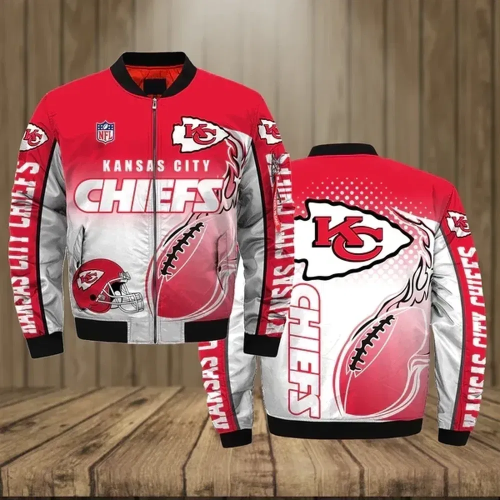 Sportswearmerch Kansas City Chiefs NFL Pattern Bomber Jacket For Fan