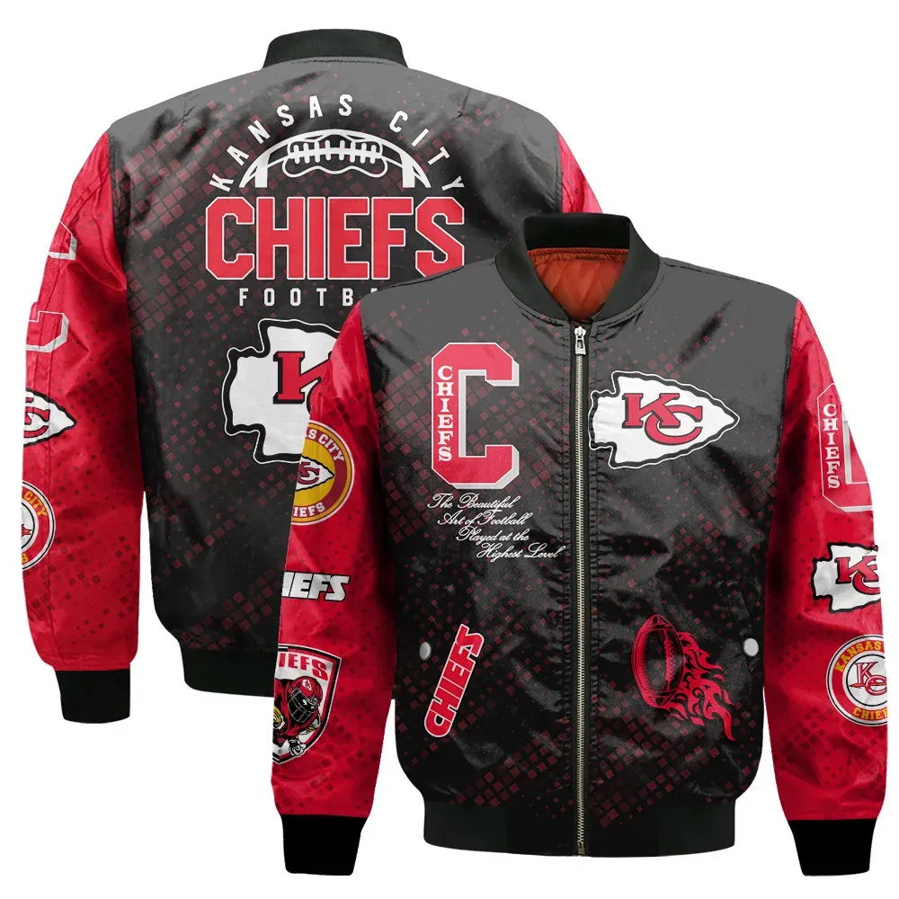 Sportswearmerch Kansas City Chiefs NFL Pattern Bomber Jacket For Fan